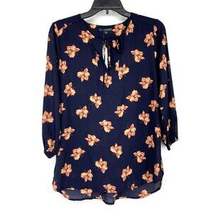 West Kei Top Blue Floral Print Cassia Tie Detail Blouse NWT